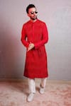 Buy_Soniya G_Red Silk Pintuck Kurta Set_at_Aza_Fashions