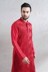 Shop_Soniya G_Red Silk Pintuck Kurta Set_Online_at_Aza_Fashions