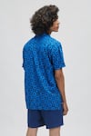 Shop_Terra Luna_Blue 100% Organic Handloom Cotton Printed Moon Bloom Palawan Shirt _at_Aza_Fashions