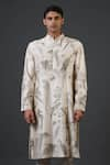 Balance by Rohit Bal_Ivory Chanderi Silk Printed Floral Bird And Kurta Set _Online_at_Aza_Fashions