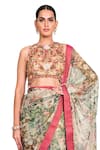 Shop_Rocky Star_Multi Color Organza Floral Print Saree With Blouse_Online_at_Aza_Fashions