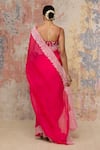 Shop_Devnaagri_Pink Silk Organza V Neck Saree With Blouse _at_Aza_Fashions