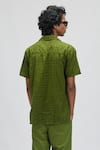 Shop_Terra Luna_Green 100% Organic Handloom Cotton Printed Moon Bloom Palawan Shirt _at_Aza_Fashions