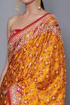 Shop_RI.Ritu Kumar_Red And Orange Aari Embroidered Saree With Unstitched Blouse _Online_at_Aza_Fashions