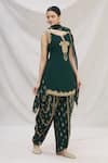 Naintara Bajaj_Green Viscose Georgette Embroidered Kurta Dhoti Pant Set_Online_at_Aza_Fashions