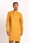 Buy_Son of A Noble Snob_Yellow Linen Kurta  _at_Aza_Fashions