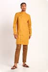 Son of A Noble Snob_Yellow Linen Kurta  _Online_at_Aza_Fashions