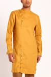 Shop_Son of A Noble Snob_Yellow Linen Kurta  _Online_at_Aza_Fashions