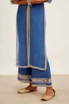 Shop Devnaagri Blue Chanderi And Silk Organza Dori Plunge Front Slit Kurta And Palazzo Set Online at Aza Fashions Shop_Devnaagri_Blue Chanderi And Silk Organza Dori Plunge Front Slit Kurta And Palazzo Set _Online_at_Aza_Fashions