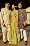 Gopi Vaid_Green Lehenga And Blouse Tussar Silk Embroidery Gold Neck Shahi Set_Online_at_Aza_Fashions