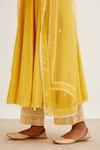 Devnaagri_Yellow Chanderi Embroidered Floral U Neck Panelled Anarkali Palazzo Set _Online_at_Aza_Fashions