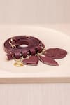 Shop_AMPM_Maroon Embellished Kainaat Charms Studded Belt  _at_Aza_Fashions