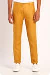 Son of A Noble Snob_Yellow Linen Trousers  _at_Aza_Fashions