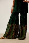 Buy_Devnaagri_Green Velvet And Organza Silk Embroidered Floral V Neck Sharara Set _Online_at_Aza_Fashions