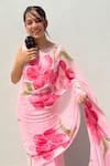Meghstudio_Pink Blouse Piece  Modal Silk Embroidered Saree With Unstitched  _Online_at_Aza_Fashions