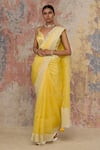 Buy Devnaagri Yellow Silk Organza, Gajji V Neck Saree With Blouse Online at Aza Fashions Buy_Devnaagri_Yellow Silk Organza, Gajji V Neck Saree With Blouse _Online_at_Aza_Fashions