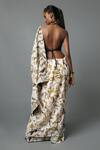 Shop_House Of Three_Black Dupion Silk Bead Work V Neck Embellished Halter Blouse _at_Aza_Fashions