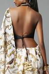 House Of Three_Black Dupion Silk Bead Work V Neck Embellished Halter Blouse _Online_at_Aza_Fashions