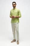 Buy_Terra Luna_Green 100% Linen Plain Shirt _at_Aza_Fashions
