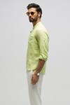 Terra Luna_Green 100% Linen Plain Shirt _Online_at_Aza_Fashions