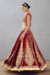 Torani_Red Lehenga And Blouse Silk Velvet Embroidered Dori Sindoori Dhwani Bridal Set _Online_at_Aza_Fashions