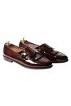 Buy_Artimen_Maroon Plain Handcrafted Kiltie Loafers  _at_Aza_Fashions