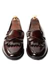 Shop_Artimen_Maroon Plain Handcrafted Kiltie Loafers  _at_Aza_Fashions