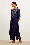 Buy_Devnaagri_Blue Chanderi Hand Embroidered Sequins Round Kurta Set _Online_at_Aza_Fashions