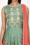 Buy_Khwaab By Sanjana Lakhani_Green Floral Embroidered Anarkali Pant Set_Online_at_Aza_Fashions