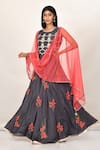 Buy_Khwaab by Sanjana Lakhani_Gray Anarkali Cotton Silk Pant Cotton Dupatta Net Embroidered Floral Set _at_Aza_Fashions