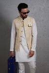 Shop_Soniya G_Beige Silk Bundi And Kurta Set_Online_at_Aza_Fashions