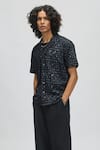 Terra Luna_Black 100% Organic Handloom Cotton Moon Bloom Palawan Shirt _Online_at_Aza_Fashions