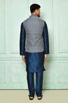Shop_Arihant Rai Sinha_Blue Kurta: Silk Embroidery Floral Bundi And Set For Men_at_Aza_Fashions