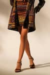 Buy_Nikita Mhaisalkar_Multi Color Georgette Sequins Stripe Print Short Skirt _Online_at_Aza_Fashions