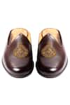 Shop_Artimen_Brown Leather Handcrafted Embroidered Mules _at_Aza_Fashions