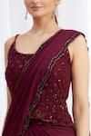 ARPAN VOHRA_Purple Georgette Scoop Neck Embroidered Lehenga Saree With Blouse_at_Aza_Fashions