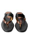 Shop_Artimen_Black Leather Handcrafted Strap Sandals_at_Aza_Fashions