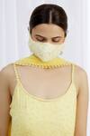 Shop_Arpan Vohra_Yellow Embroidered Chikankari Face Mask Single Pc_at_Aza_Fashions