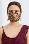 ARPAN VOHRA_Beige Printed Silk Chanderi Kalamkari Face Mask Single Pc_Online_at_Aza_Fashions