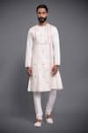 Buy_Raghavendra Rathore Jodhpur_Off White Cotton Embroidery Thread Kurta _at_Aza_Fashions