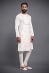 Raghavendra Rathore Jodhpur_Off White Cotton Embroidery Thread Kurta _Online_at_Aza_Fashions