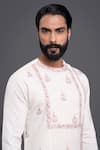 Buy_Raghavendra Rathore Jodhpur_Off White Cotton Embroidery Thread Kurta _Online_at_Aza_Fashions