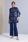 Buy_Scarlet Sage_Blue Polyester Nora Art Deco Print Tunic And Pant Set_at_Aza_Fashions
