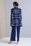 Shop_Scarlet Sage_Blue Polyester Nora Art Deco Print Tunic And Pant Set_at_Aza_Fashions