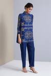 Scarlet Sage_Blue Polyester Nora Art Deco Print Tunic And Pant Set_Online_at_Aza_Fashions