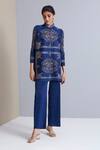 Buy_Scarlet Sage_Blue Polyester Nora Art Deco Print Tunic And Pant Set_Online_at_Aza_Fashions