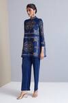 Shop_Scarlet Sage_Blue Polyester Nora Art Deco Print Tunic And Pant Set_Online_at_Aza_Fashions