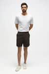 Buy_Terra Luna_Black 100% Organic Handloom Oxford Cotton Plain Castro Scout Shorts _at_Aza_Fashions