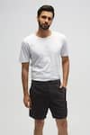 Terra Luna_Black 100% Organic Handloom Oxford Cotton Plain Castro Scout Shorts _Online_at_Aza_Fashions