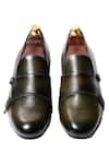 Shop_Artimen_Green Leather Handcrafted Double Monk Loafers _at_Aza_Fashions